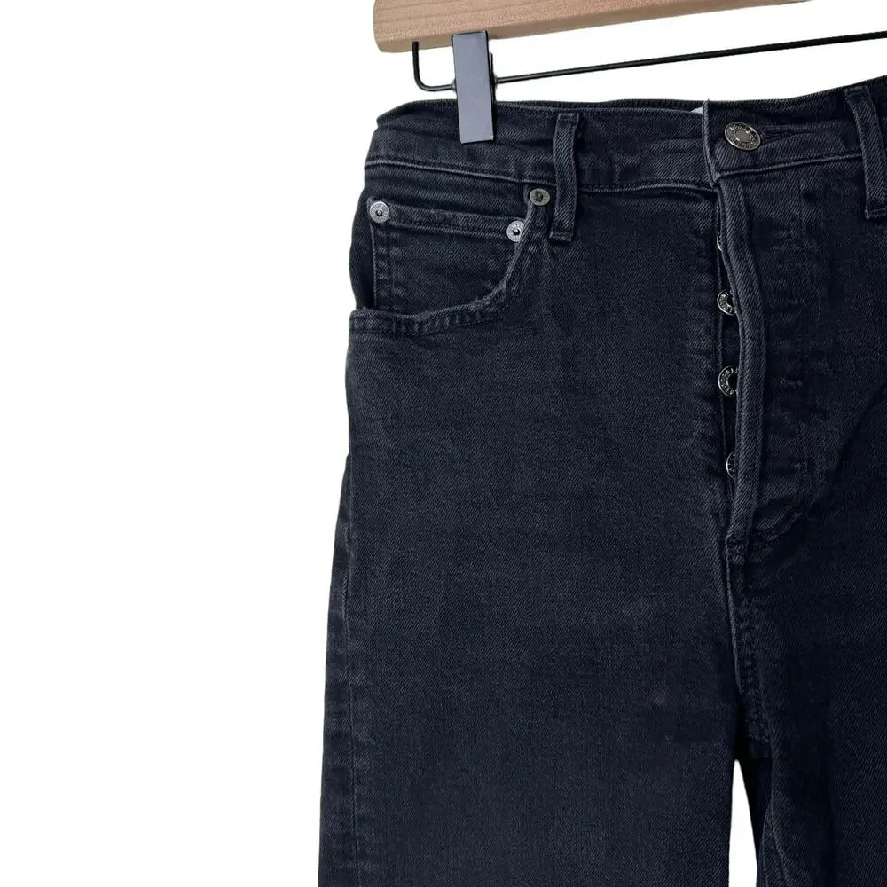 AGOLDE RILEY HIGH RISE STRAIGHT CROP (STRETCH) IN PANORAMIC Button Fly Size 25